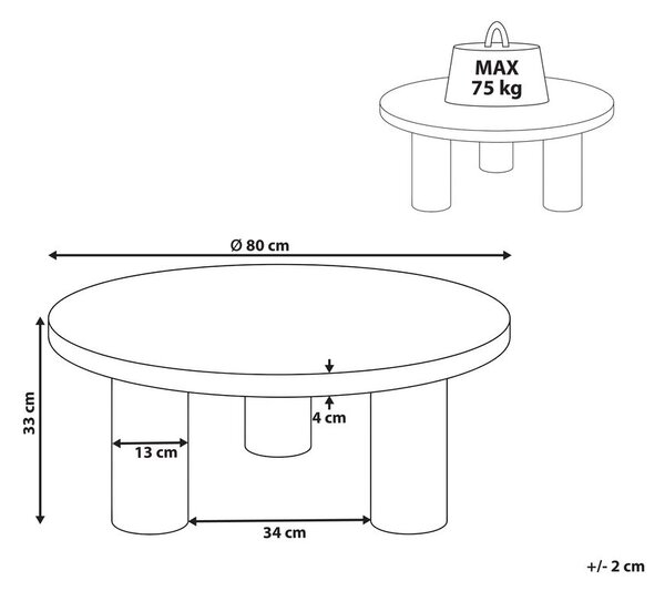 Kerti dohányzóasztal VIPITENO 80 cm 80 cm Fém Bézs