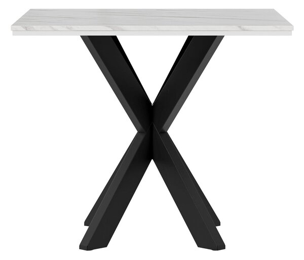 Asztal Goodyear 137, 74x90cm, Fehér márvány, Fekete