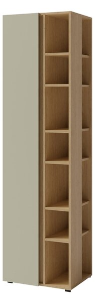 Könyvespolc Fiosono 103, Ajtókkal, Nyitott, Laminált forgácslap, 195x55x40cm, Tölgy, Eukaliptusz