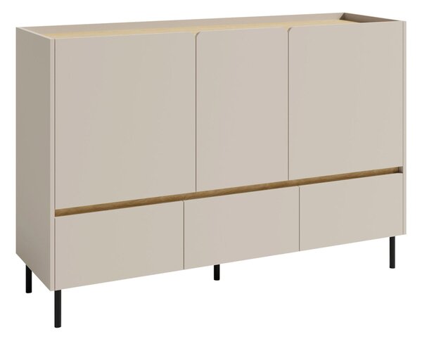 Komód Fiosono 106, Laminált forgácslap, 105x150x40cm, Világos tölgy, Bézs