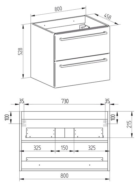 Mereo, Mereo Bino, fürdőszobaszekrény 80 cm, fehér, MER-CN661SN