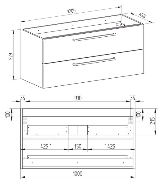 Mereo, Mereo Bino, fürdőszobaszekrény 120 cm, fehér, MER-CN663SN