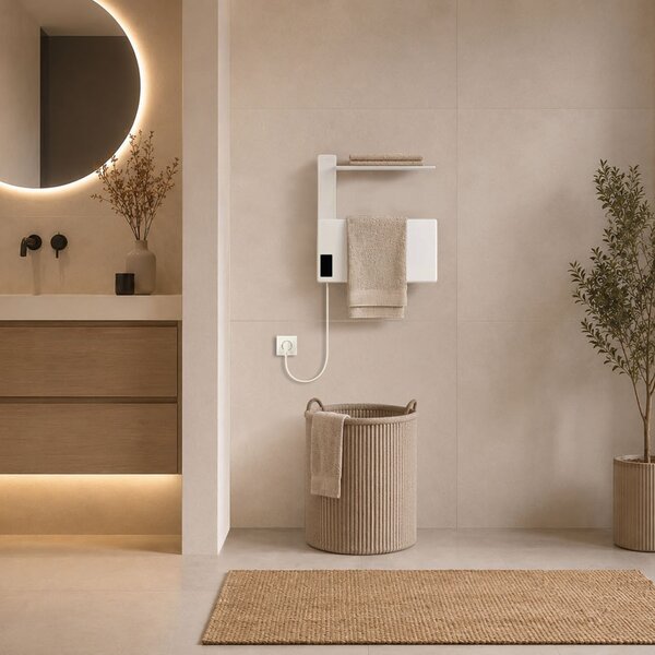 Mereo, Mereo Elektromos törölközőszárító, 1 modulos, fehér, MER-MT80W