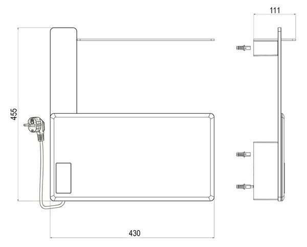 Mereo, Mereo Elektromos törölközőszárító, 1 modulos, fehér, MER-MT80W
