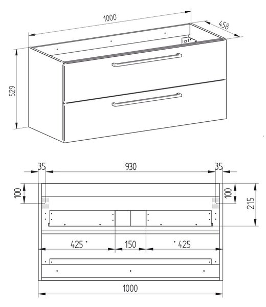 Mereo, Mereo Bino, fürdőszobaszekrény 100 cm, fehér, MER-CN662SN