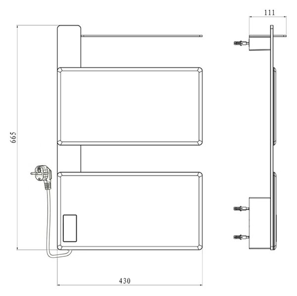 Mereo, Mereo Elektromos törölközőszárító, 2 modulos, fekete, MER-MT81B