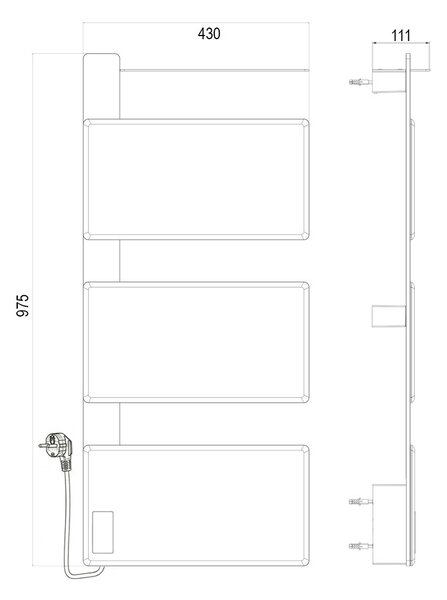 Mereo, Mereo Elektromos törölközőszárító, 3 modulos, fehér, MER-MT82W