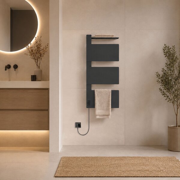 Mereo, Mereo Elektromos törölközőszárító, 3 modulos, fekete, MER-MT82B