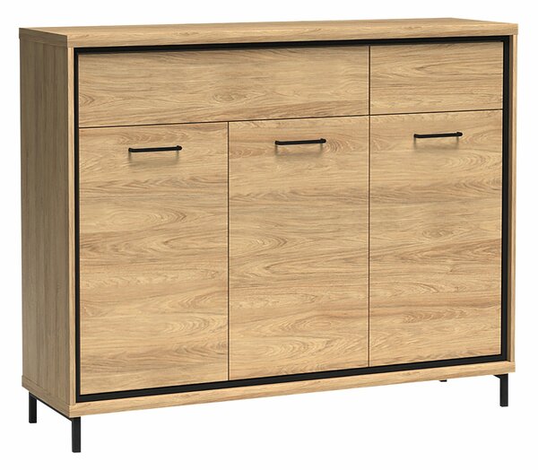 Komód Etrmoni 104, Laminált forgácslap, 101x135x41cm, Világos fa