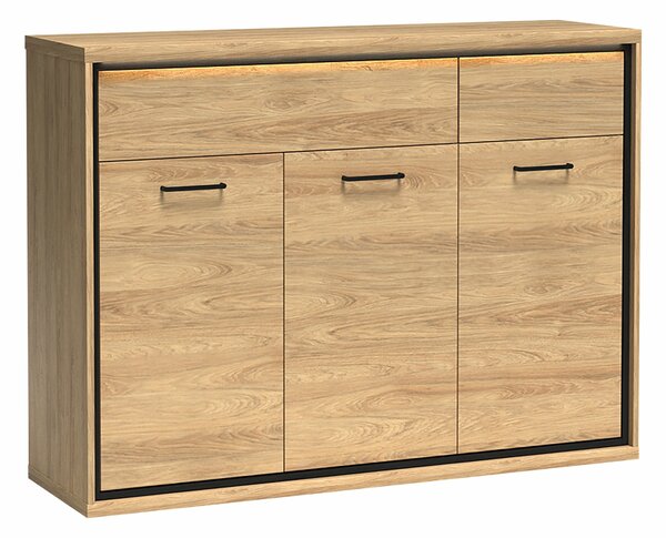 Komód Etrmoni 104, Laminált forgácslap, 101x135x41cm, Világos fa