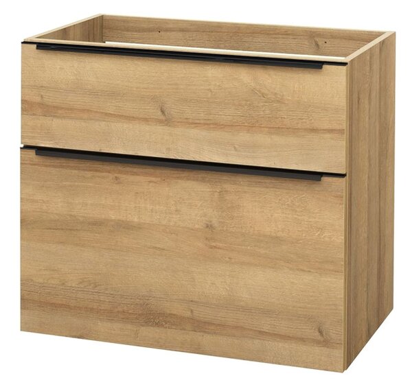 Mereo, Mereo Mailo, fürdőszobaszekrény 80 cm, Riviera tölgy, fekete fogantyú, MER-CN521SBN