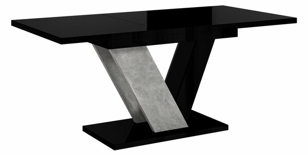 Asztal Violium, 76x80cm, Beton, Fényes fekete