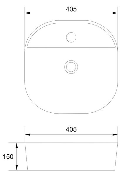 Mereo, Mereo Pultra helyezhető mosdó túlfolyóval, Lota, 400x400x150 mm, négyzet alakú, kerámia, MER-UC404015S