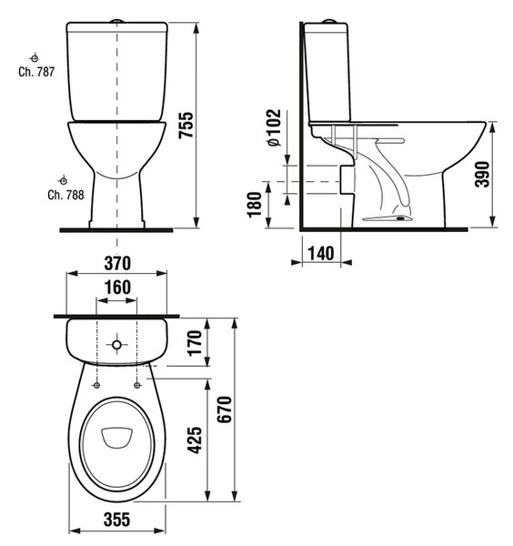 Mereo, Mereo kombi WC, hátsó lefolyó szerelvénnyel, MER-VSD90N (H8602780007601)