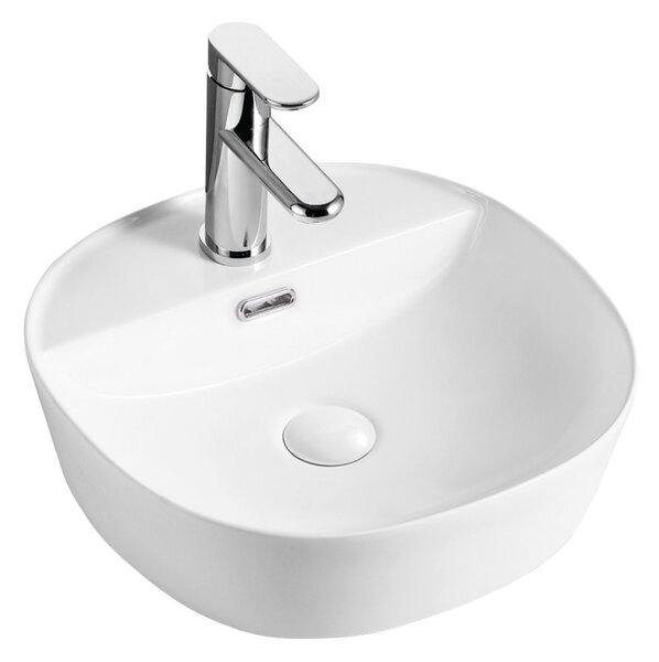 Mereo, Mereo Pultra helyezhető mosdó túlfolyóval, Lota, 400x400x150 mm, négyzet alakú, kerámia, MER-UC404015S