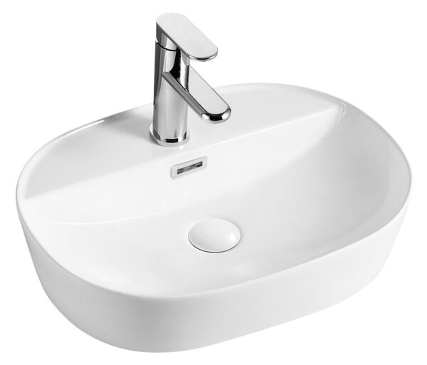 Mereo, Mereo Pultra helyezhető mosdó túlfolyóval, Lota, 500x380x150 mm, ovális, kerámia, MER-UC503815