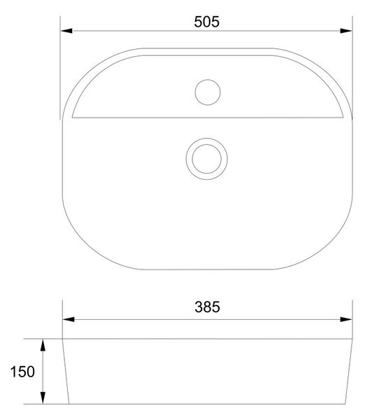 Mereo, Mereo Pultra helyezhető mosdó túlfolyóval, Lota, 500x380x150 mm, ovális, kerámia, MER-UC503815