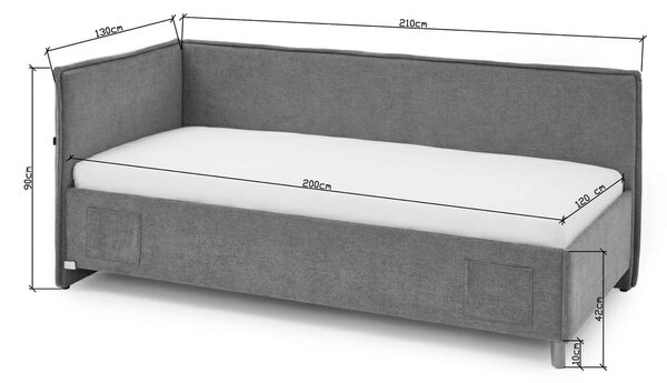 Bézs kárpitozott ágyneműtartós sarok gyerekágy ágyráccsal 120x200 cm Fun – Meise Möbel