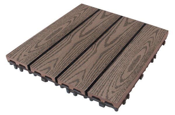 WPC 1 m2 padlóburkolat 11db 30x30cm, faerezet mintás, kávébarna összepattintható