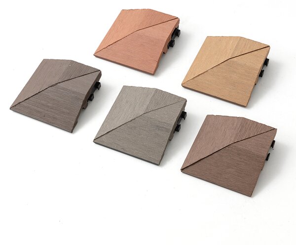 WPC DIY padlóburkolat sarok záróelem, szegély 7.5x7.5cm, tíkfa