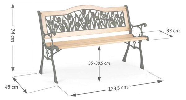 Sofotel Gardi Tulip kerti Pad háttámlával 123,5x74x48cm - Zöld, Natúr