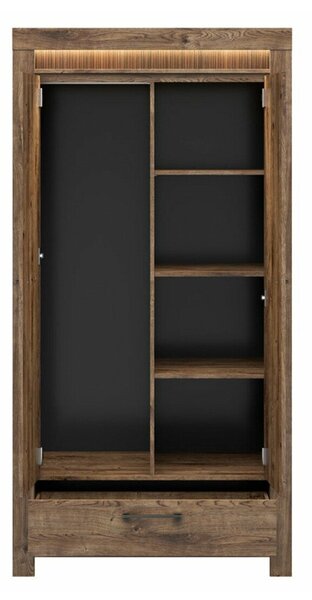 Gardróbszekrény Fiomoro 109, Laminált forgácslap, 200x102x62cm, Ribbeck tölgy