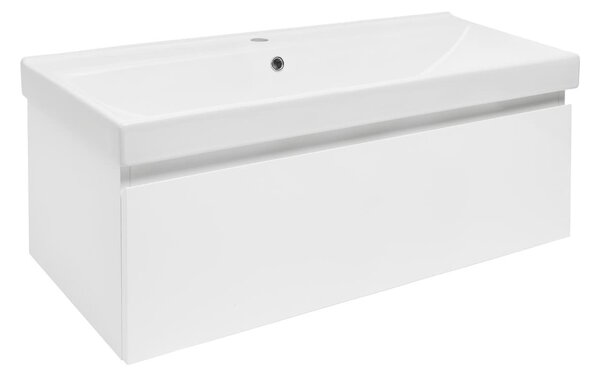 Fürdőszobaszekrény mosdókagylóval SAT B-Way 99x30x45 cm fehér fényes BWAY100WU1