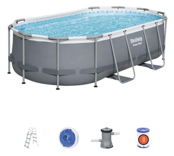 Bestway PUERTO RICO ovális fémvázas medence szett 424 x 250 x 100 cm