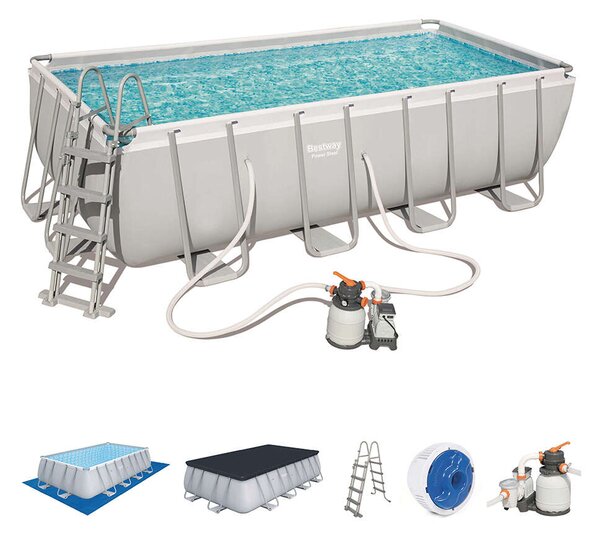 Bestway Power Steel szögletes fémvázas medence szett 488 x 244 x 
