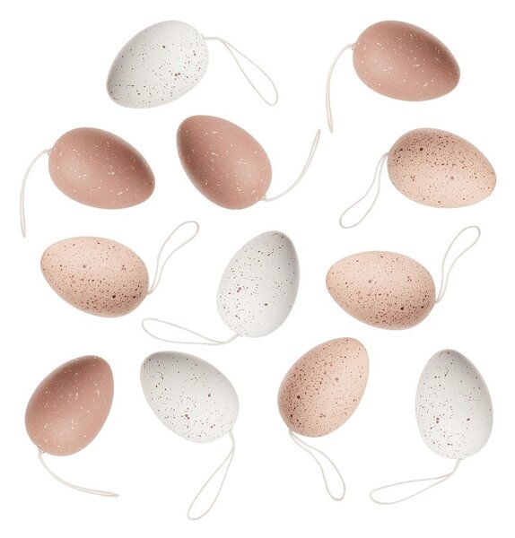 EASTER tojás dekoráció, natúr, 12db 6cm