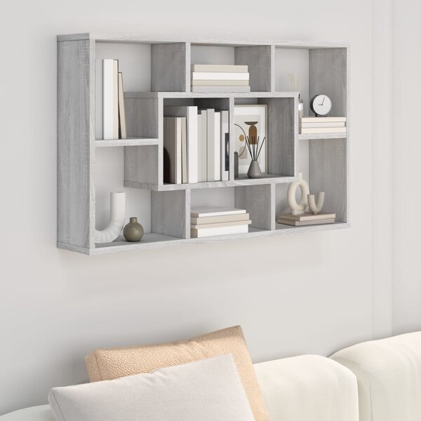Szürke sonoma színű szerelt fa fali polc 85x16x52,5 cm (820461)