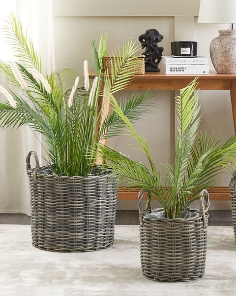 3 darabos fonott virágtartó szett NIKITI PE Rattan 29/35/40 cm Tópszín