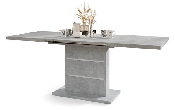 Mazzoni PIANO Világos beton / fehér betétek - modern 200 cm-ig kihúzható asztal