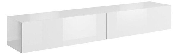 TV-állvány Imago, Közepes sűrűségű farostlemez, Laminált forgácslap, 30x200x40cm, Fehér, Fényes fehér