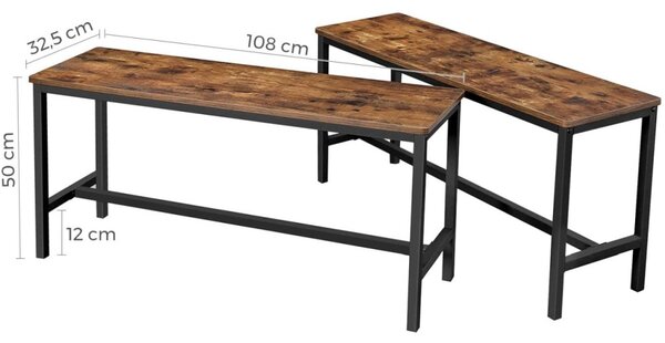 Konyhai ülőpad 2db, rusztikus barna 108x33x50cm