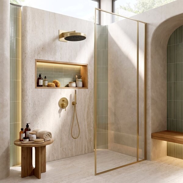 Kerek esőztető zuhanyfej REA Set JS-036BG Gold Brush