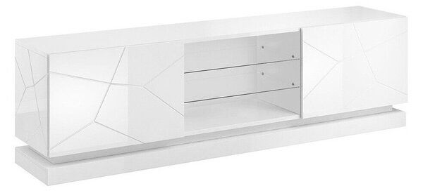 TV-állvány Linar I, Közepes sűrűségű farostlemez, 57x200x40cm, Fehér, Fényes fehér