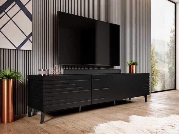 TV-állvány Charlotte 142, Fekete, 186x48x40cm