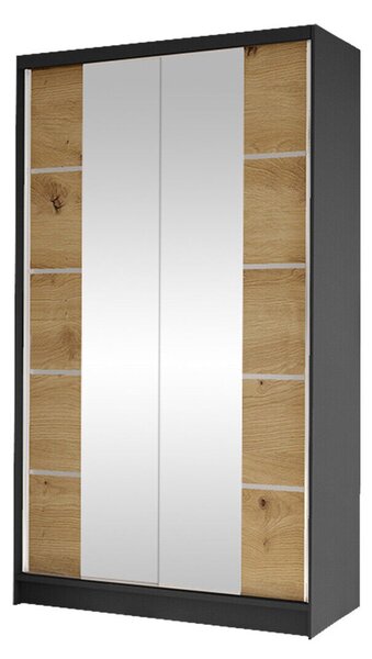 Gardróbszekrény Closico Fractor V, Laminált forgácslap, 200x100x58cm, Artisan tölgy, Fekete
