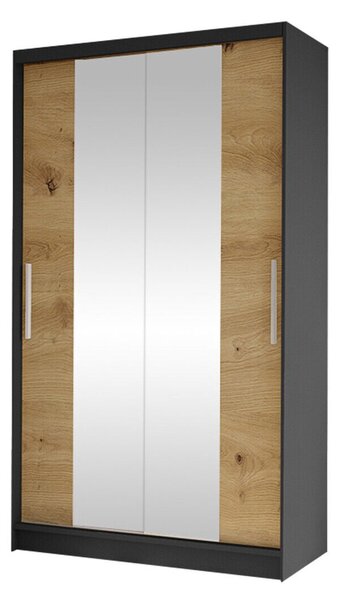 Gardróbszekrény Closico Structor II, Laminált forgácslap, 200x100x58cm, Artisan tölgy, Fekete