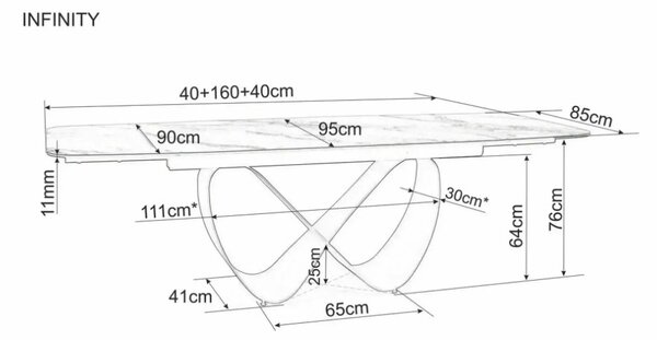 Infinity bővíthető étkezőasztal kerámia bézs/kasmír 160-240 cm