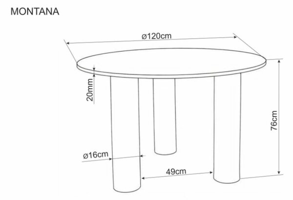 Montana kerek étkezőasztal tölgy 120 cm