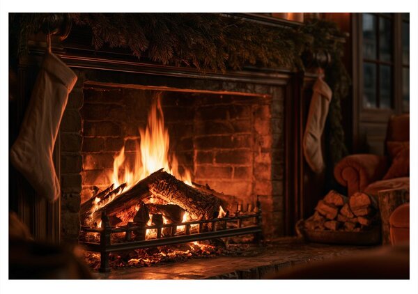 Kép meghitt karácsonyi kandallótűz