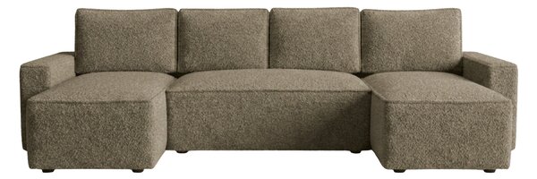 Kinyitható U alakú ülőgarnitúra SMART BOUCLE 303x143 cm, sötét bézs