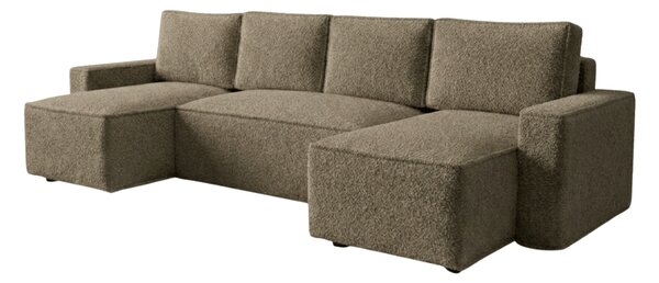 Kinyitható U alakú ülőgarnitúra SMART BOUCLE 303x143 cm, sötét bézs