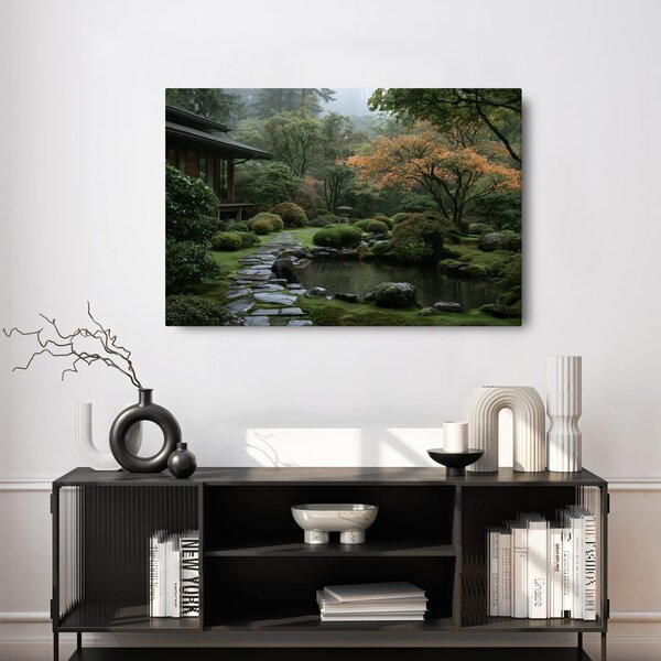 Kép ködbe burkolózó japánkert