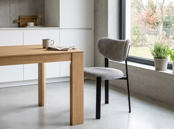 Kárpitozott étkezőszék ROVENI, fekete/szürke