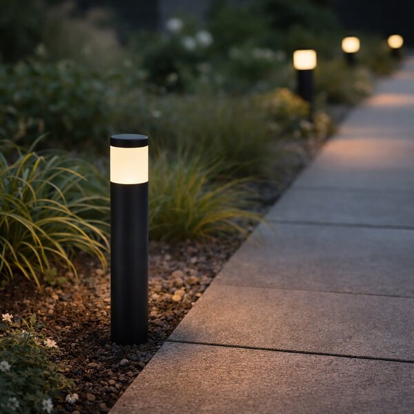 Modern kültéri oszlop lámpa 12V fekete LED-del IP65 - Voltaire Palo