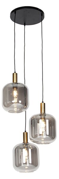 Design lógólámpa fekete arannyal és füstüveggel 3-lámpás - Zuzanna