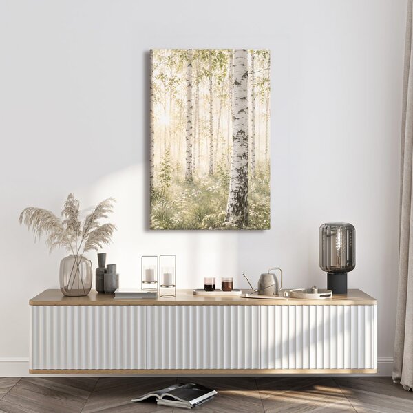 Kép finom fehér nyírfaliget